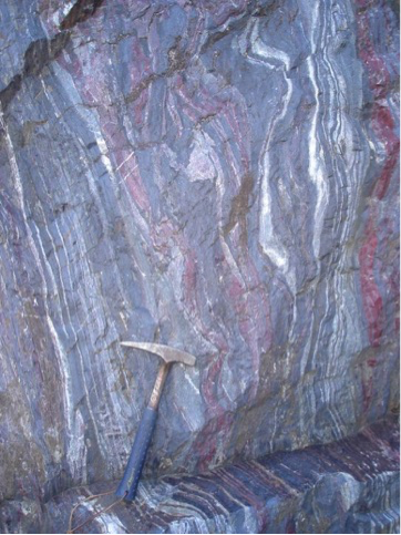 photo of banded iron formation in the field
