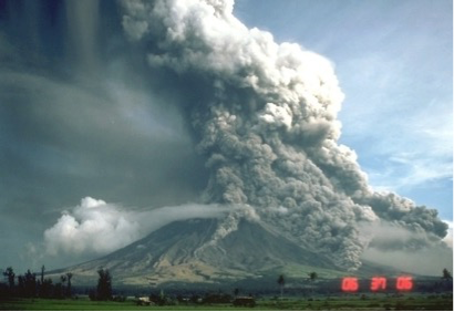 photo of volcano erupting