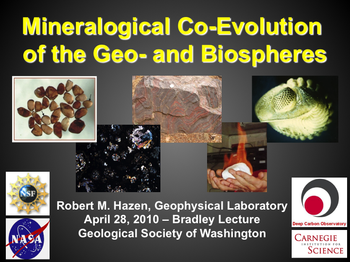 first slide with title, logos, photos of minerals